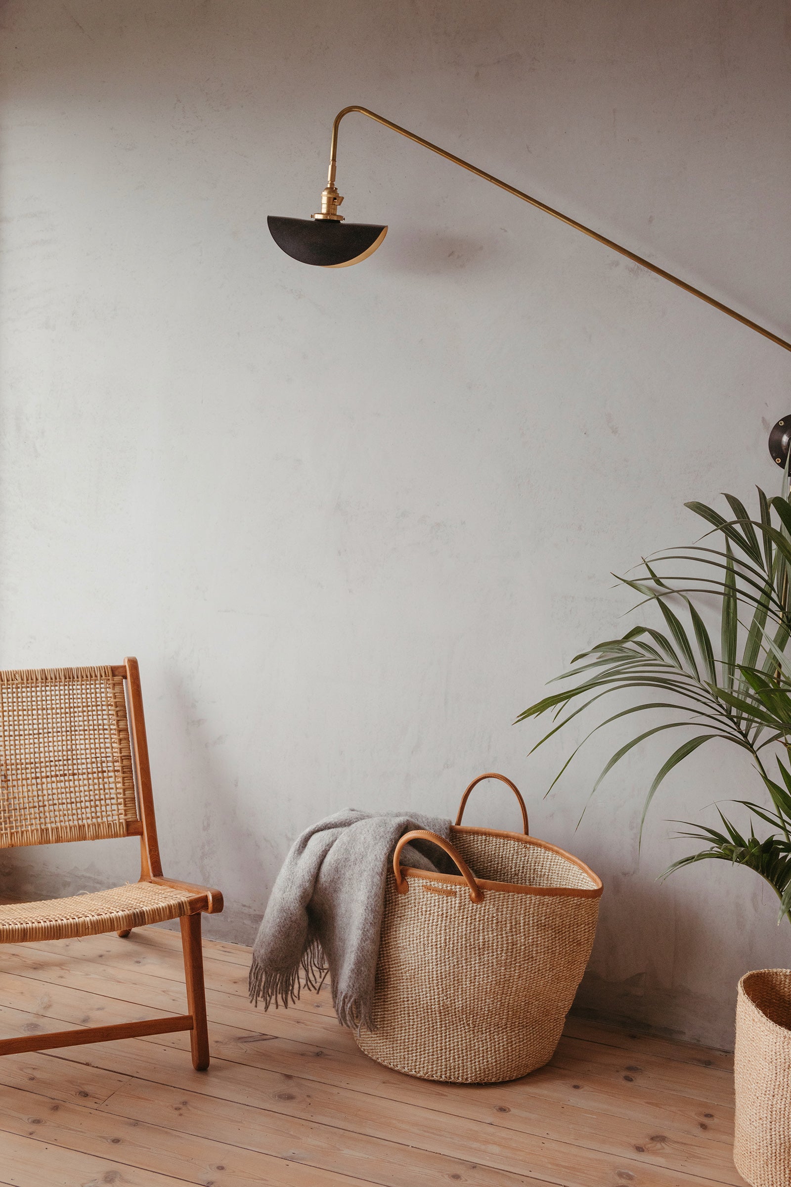 Sisal Basket with Leather Handles | Large