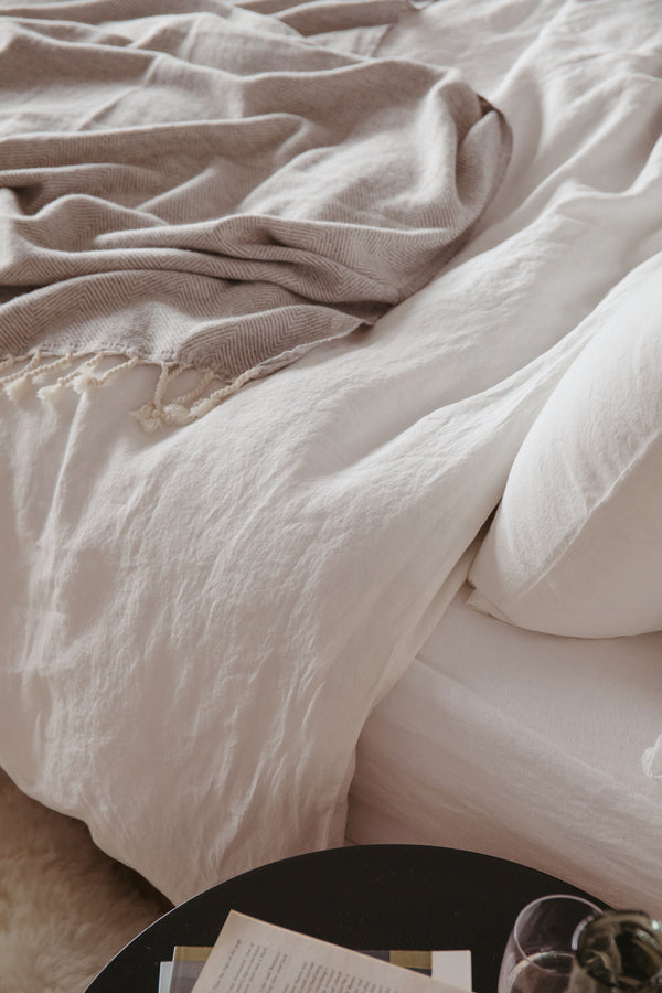 100% Linen Duvet Cover Set - White