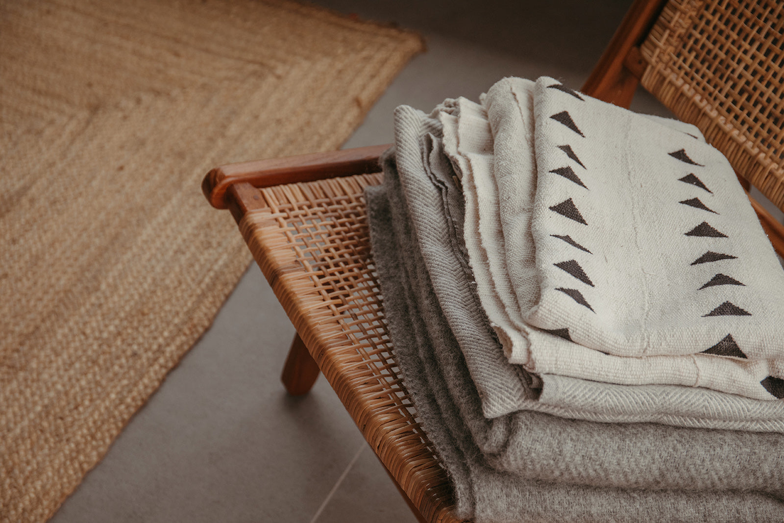 Triangle Mud Cloth Blanket-Blanket-Ondine Ash-Ondine Ash