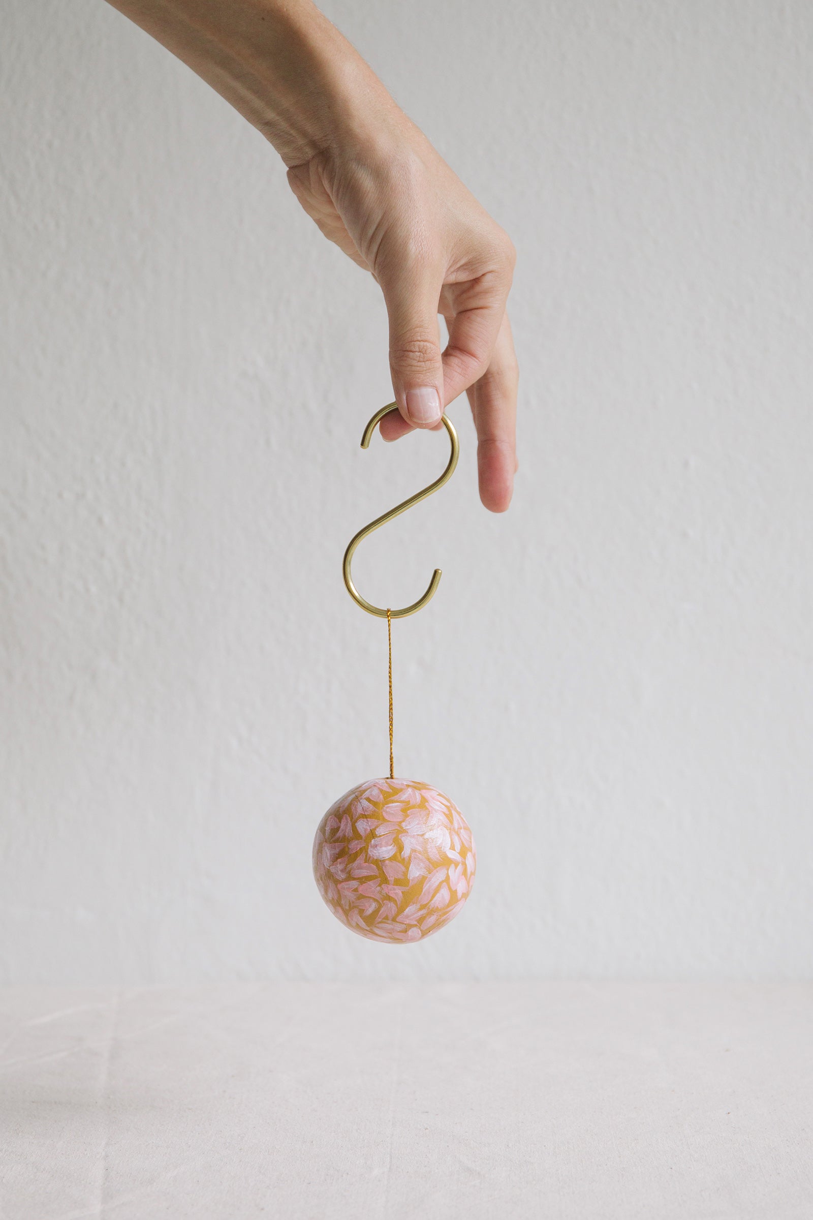 Hand Painted Bauble | Pink and Ochre