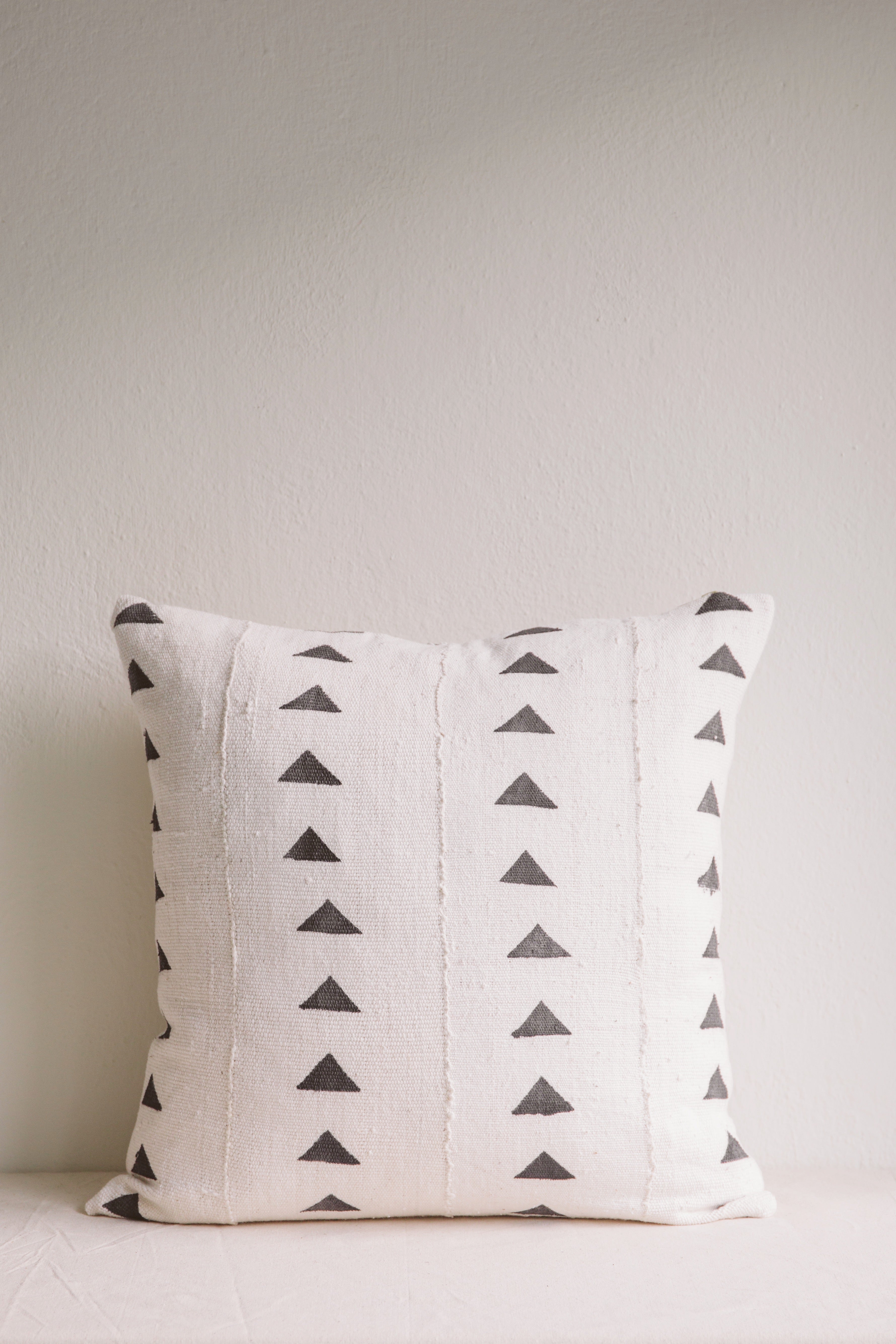 Esther White Triangle Mud Cloth Cushion-Cushion-Ondine Ash-Ondine Ash