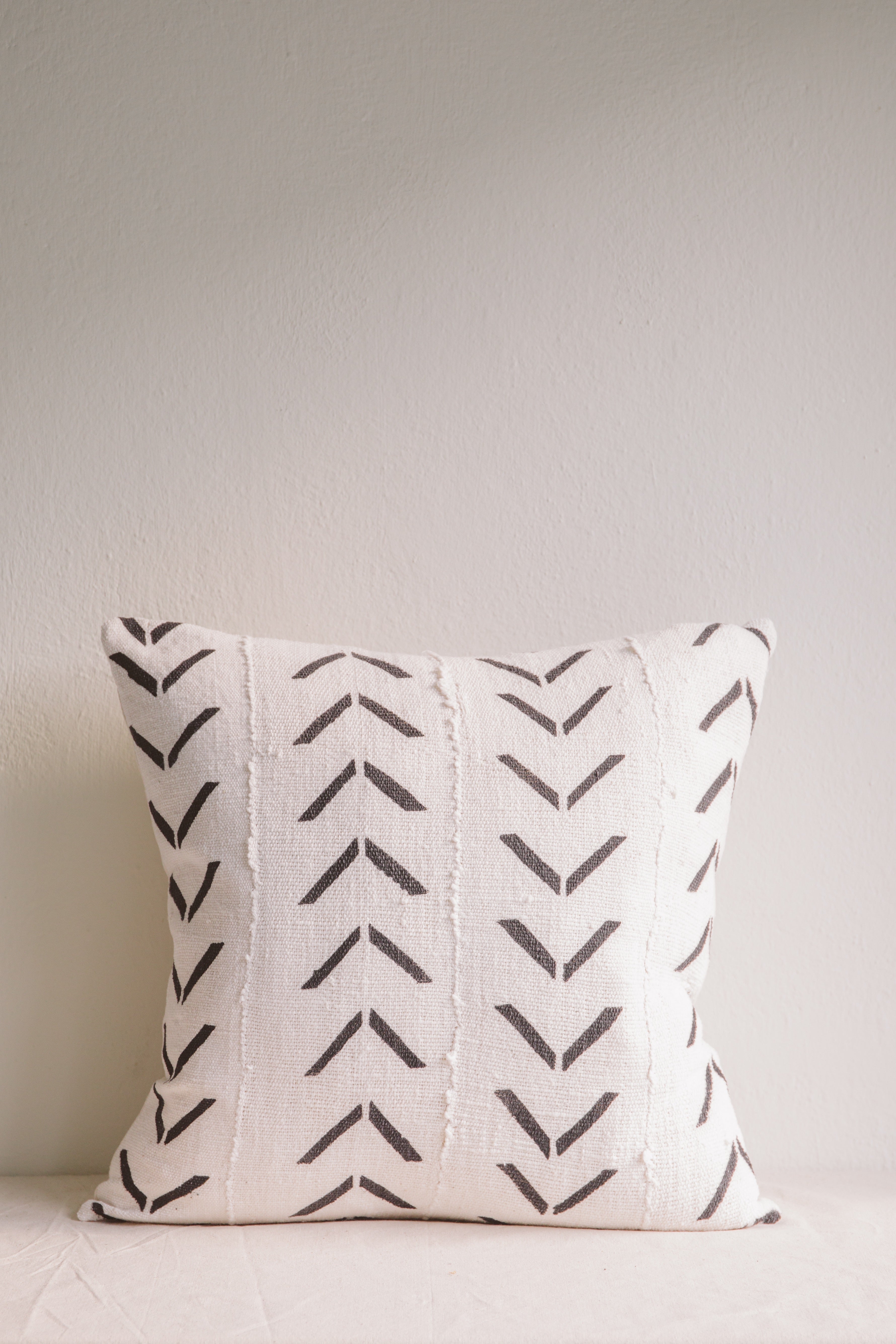 Esther Chevron Mud Cloth Cushion-Cushion-Ondine Ash-Ondine Ash