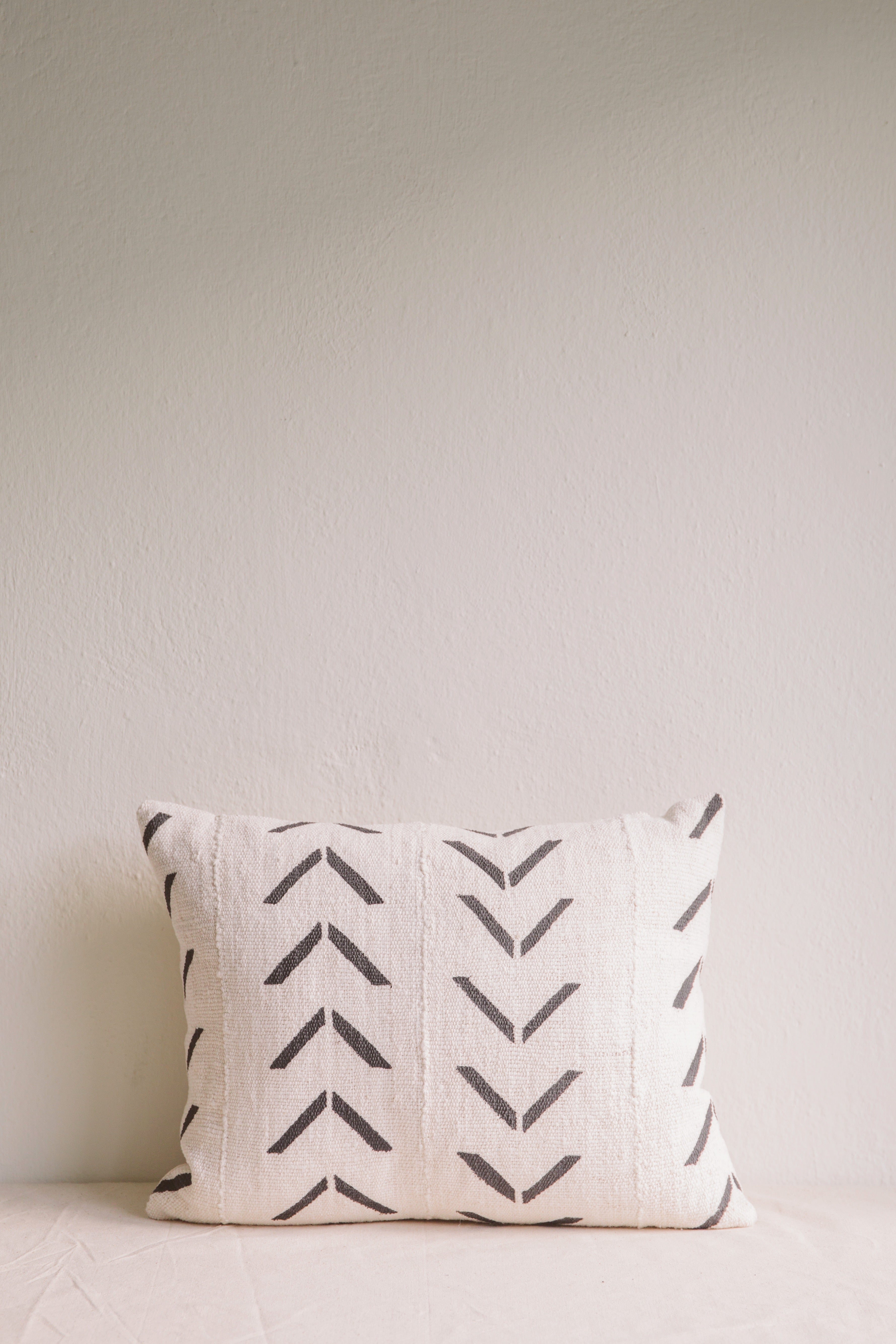 Emily Chevron Mud Cloth Cushion-Cushion-Ondine Ash-Ondine Ash