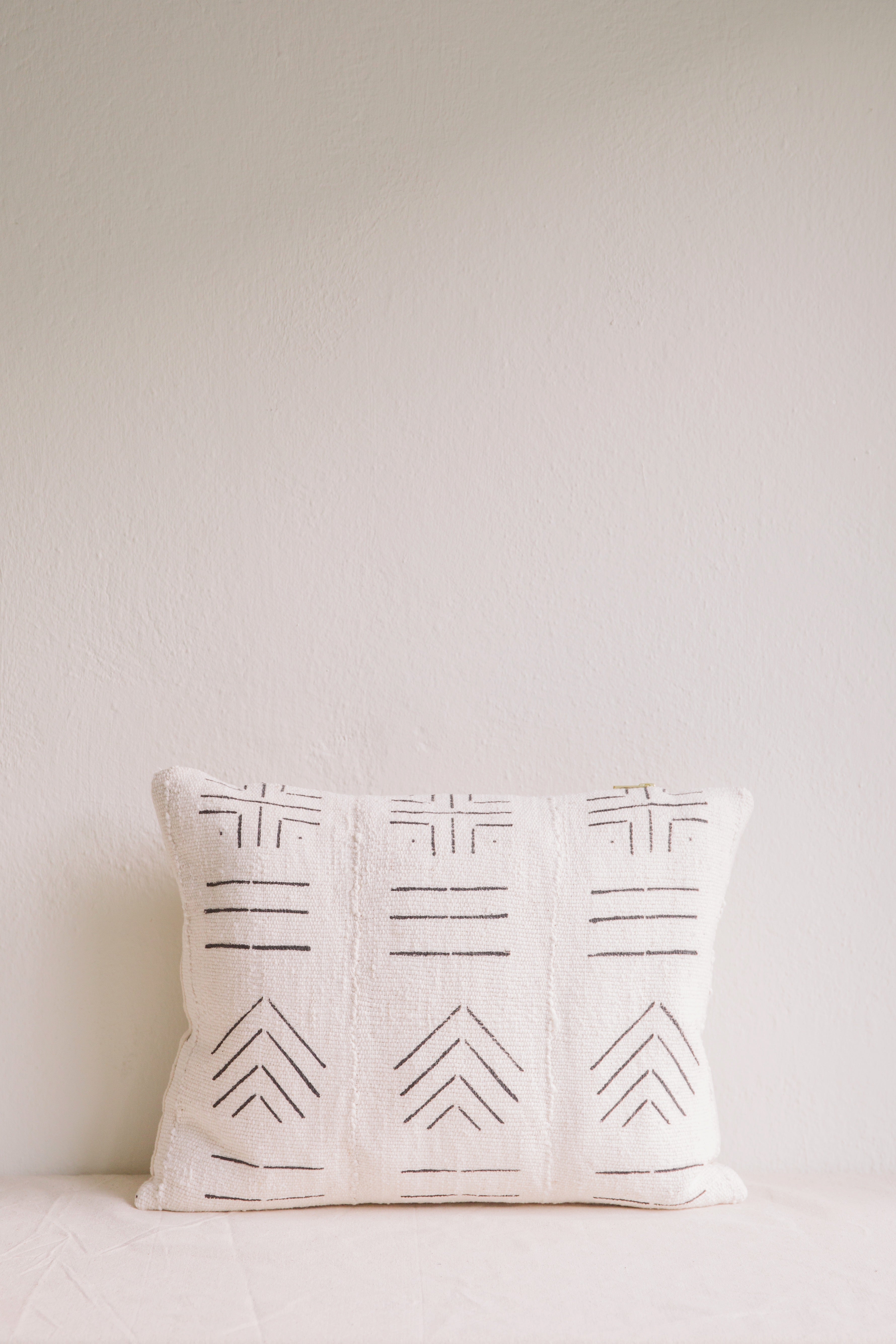 Emily White Mud Cloth Cushion-Cushion-Ondine Ash-Ondine Ash