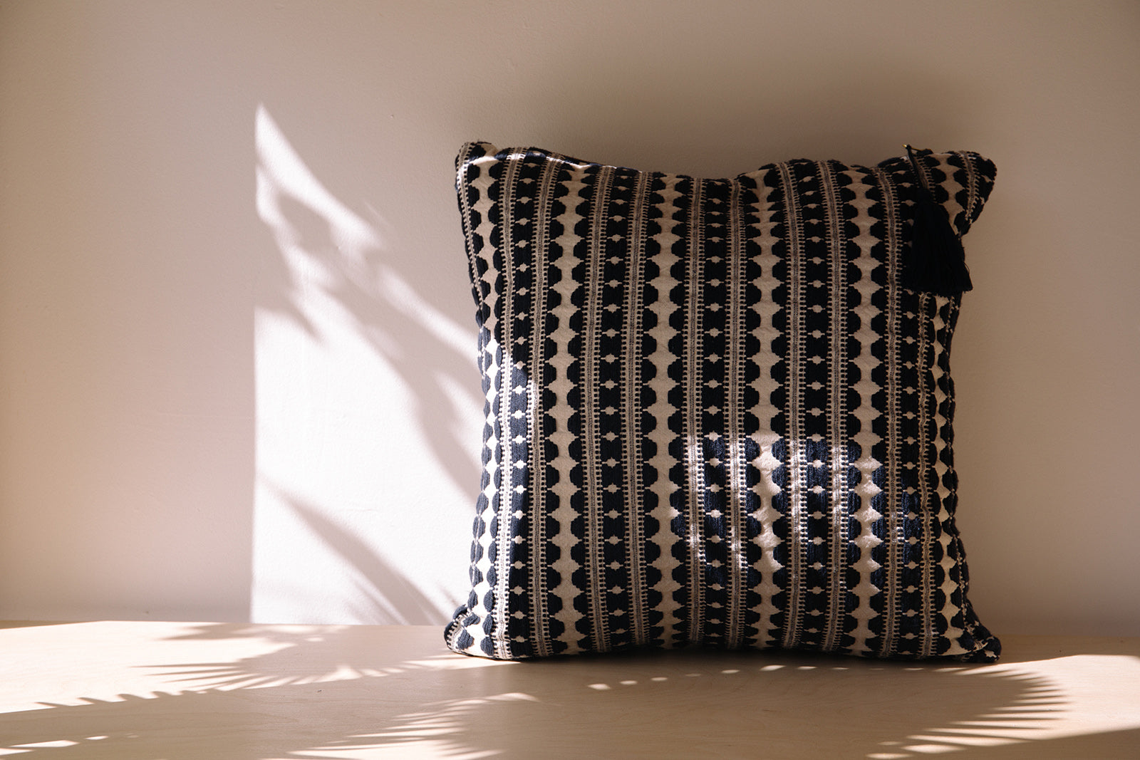 Lulu Navy Stripe Cushion-Cushion-Ondine Ash-Ondine Ash